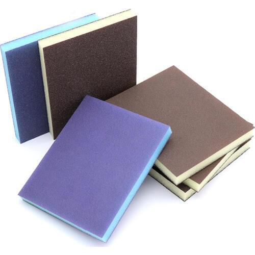 1 piece Sponge Sandpaper Double-sided Grey Blue Sponge Sand Block Sponge Sandpaper Grinding And Polishing