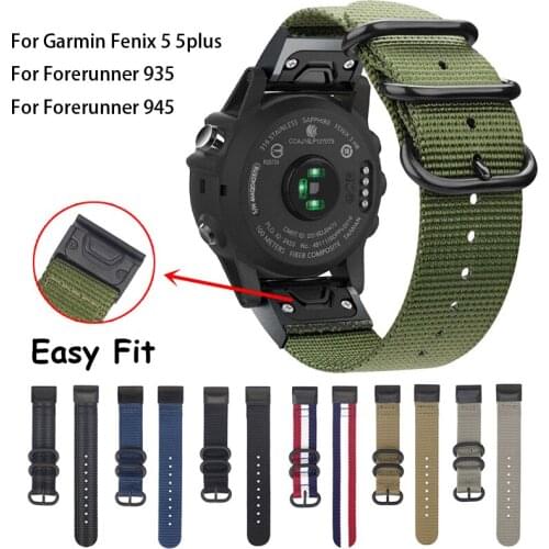 Easy Fit Nato Premium Nylon Strap for For Garmin Fenix 5 / Forerunner 935 945 Watch Band Quick Release Replacement Wristband