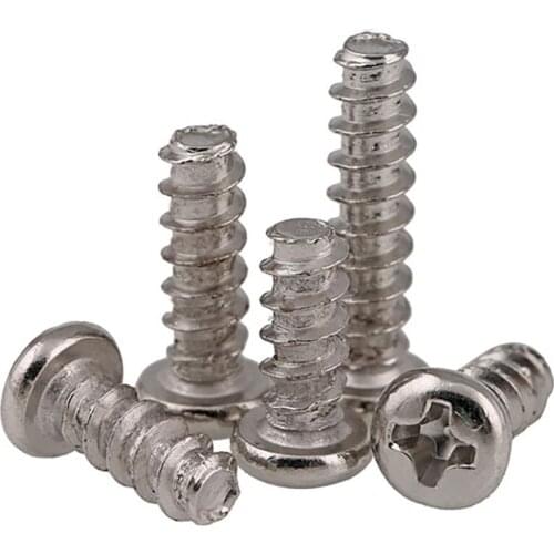 Nickel-plated Cross Round Head Flat Tail Self-tapping Screw M1.4-4