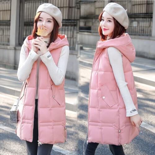 2020 New Autumn And Winter Cotton Vest Womens Mid-Length Female Waistcoat Outer Wear Wild Student Womens Sleeveless Jacket