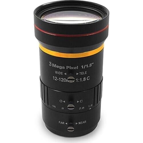 HD C-mount industrial camera lens zoom fixed focus optional 1/1.8 inch visual C-mount lens 12-120mm