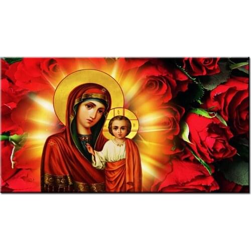 Religion mosaic Diamond Virgin and Child Rose Diamond embroidery Full Round drill 5d diy diamond painting 3D cross stitch I153