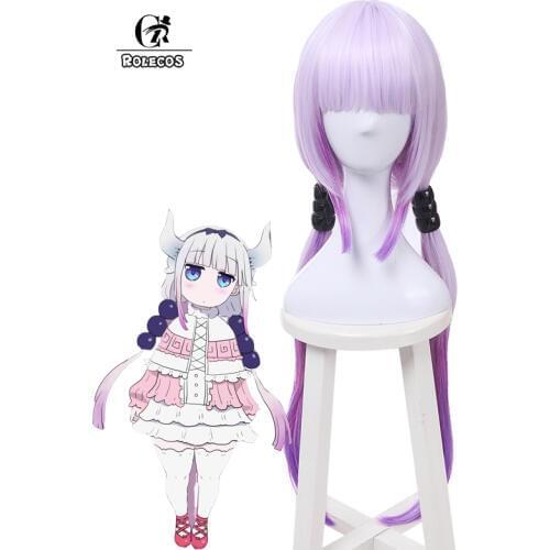 ROLECOS Kobayashi san Chi no Maid Dragon Cosplay Kanna Kamui Cosplay 80cm/31.5inch Gradient Purple Cosplay Hair Accessories