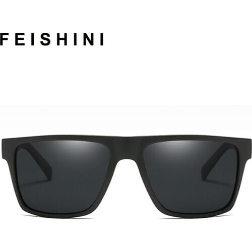 FEISHINI Rectangle High Quality Sunglasses Women Vintage Light Plastic Titanium Sports Sunglasses Polarized Men UV Protection