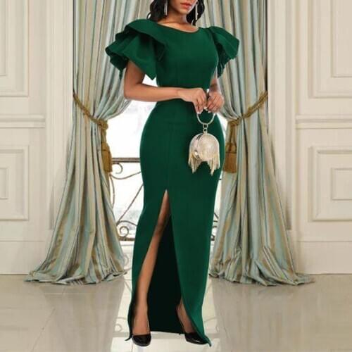 SuperKimJo Abiti Da Cerimonia Elegant Green Evening Dresses Long Simple Flare Sleeve Mermaid Formal Wear Vestidos De Fiesta