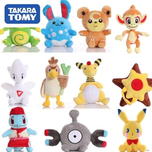 TAKARA TOMY Pokemon Original Pikachu Squirtle Stuffed Hobby Anime Plush Doll Toys For Children Christmas Event Gift