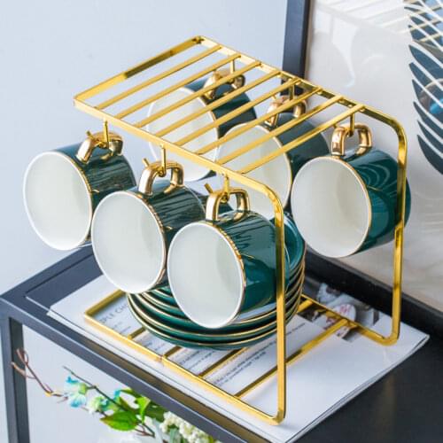 Luxury Ceramic Coffee Cup European Small Tea Cups Set with Handle Royal Classic Bone China Juego De Cafe Home Container LL50CC