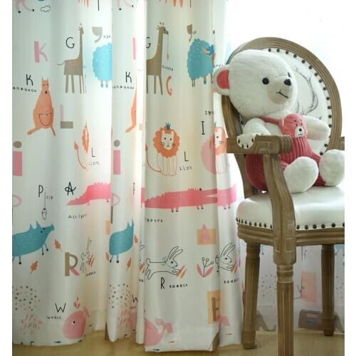 Printed curtain cartoon animal curtain shading curtain finished custom simple modern bay window bedroom childrens room curtain