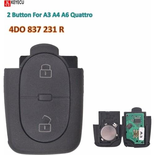 Keyecu Replacement Remote control head key Keyless Entry Fob 2 Button 433.92MHZ 4D0 837 231 R for Audi A3 A4 A6 Quattro