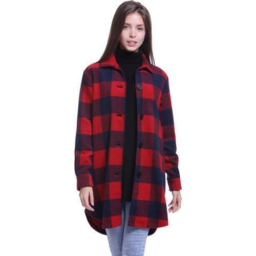 Sobretudo Cotton Full Time-limited Abrigo Mujer 2018 Autumn And Winter New Fashion Lapel Lattice Loose Coat Long Fund Overcoat