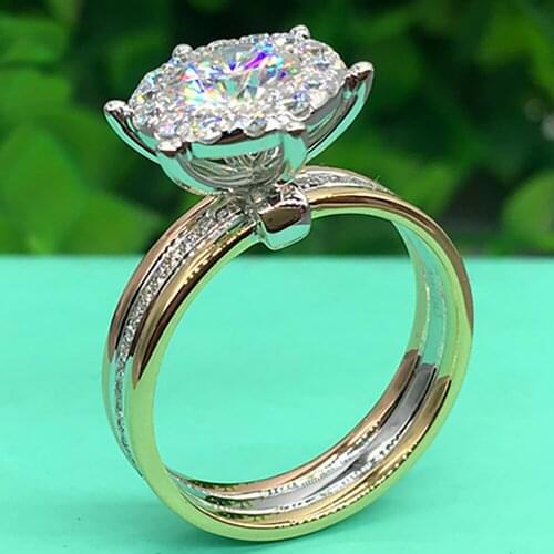 10K Au417 Yellow White Rose Gold Women Wedding Party Engagement Ring 1 2 3 4 5 Carat Round Moissanite Diamond Ring Crown Elegant