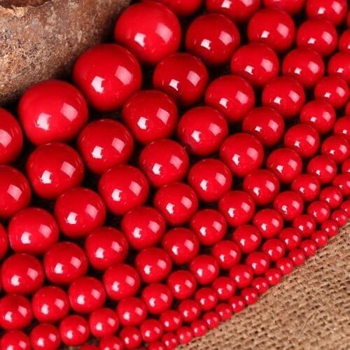 1 Strand Round Simulated Red Coral Stone Charm Beads 6/8/10/12/14/16mm for DIY Bracelets Necklace Jewelry Making Accessories