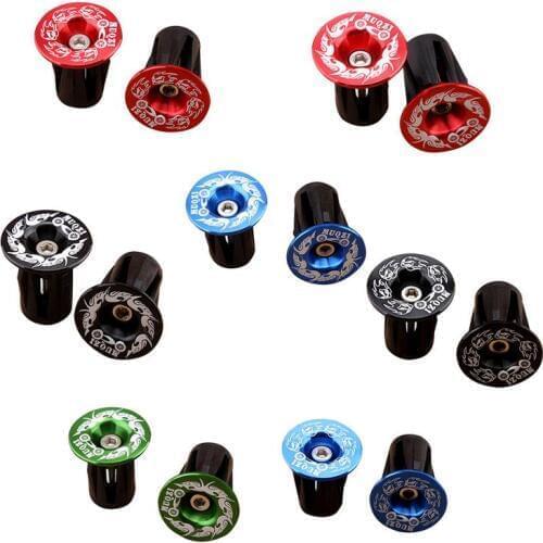 1Pair Aluminum Alloy Cycling Durable Alloy Handlebar For MTB Road Bike Bicycle Aluminum Handlebar Grips Handle Bar Cap End Plugs