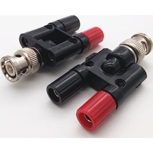 1pc BNC Male to 4MM Twin Dua Binding Posts Banana Plug Jack Female Coaxial Adapte Connector BNC Male Terminals black & red