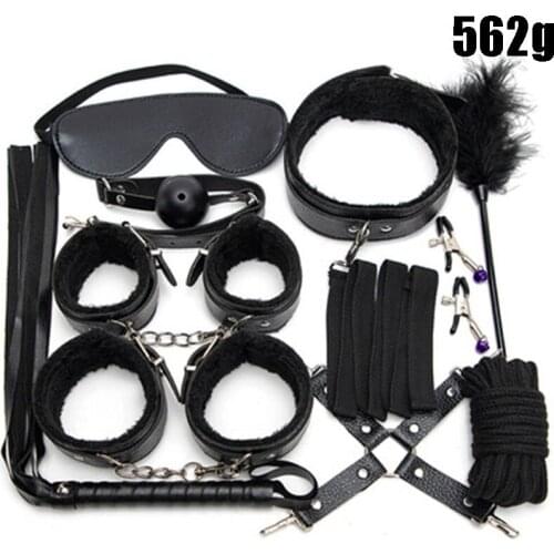 10pcs/Set Sexy Bondage Whip Anal Plug Sex Toys Kit Bdsm Couple Flirting Props Restraint Hand And Handcuffs Mouth Plug Adult Game