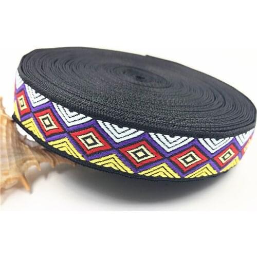 10Yards 20mm 3/4" Multicolor Geometric Pattern Ribbon DIY Wrapping Wedding Party Hair Bow Decoration Woven Jacquard Ribbon
