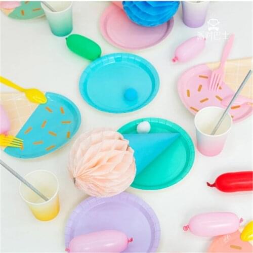 40pc Gradient Color Ice Cream Cone Shape Disposable Tableware Wedding Party Table Decoration Family Party Baby Shower Decoration