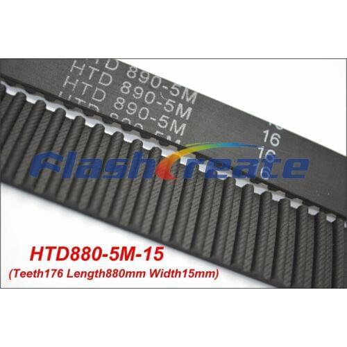 5pcs HTD5M belt 880 5M 15 Teeth=176 Length=880mm Width=15mm 5M timing belt rubber closed-loop belt 880-5M S5M Belt 5M Pulley