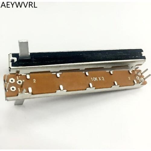 75mm 7.5cm double straight slide potentiometer B10K B50K B100K A20K dual channel fader handle 15mm long