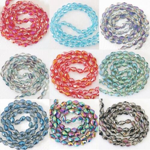 8x11mm 60pcs Top Quality Faceted Teardrop Crystal Glass Spacers Accessories Findings Loose Beads Diy Jewelry B1173
