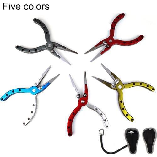 Aventik Top quality 5 inch Aluminum Fishing Pliers with Sheath and Lanyard 5 Colors Choice for Both Saltwater and Freshwater Fis