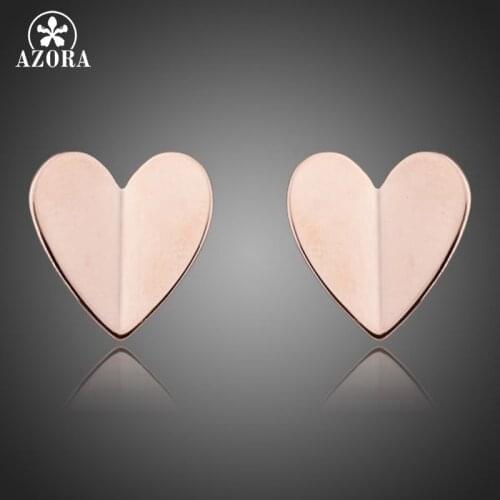 AZORA Classic Gold Color Heart Stud Earrings TE0082