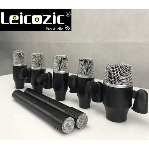 Leicozic Q904 Drum Microfone Kit Cardioid Instrument Microphone Bass Drum Mic x1 & Snare Drum Mic x4,Condenser Crach Drum Mic x2
