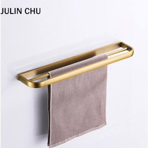 Bronze Bathroom Double Towel Rail Bar Antique Black White Clothes Bathtowel Hanging Vintage Brass Bathroom Towel Holder Shelf