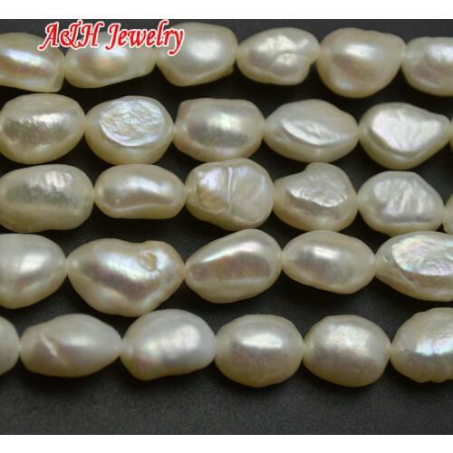 10pcs 9~10mm Natural Freshwater Pearls 15.5'' Strand Loose Beads Fashion Women Jewelry Making Materials