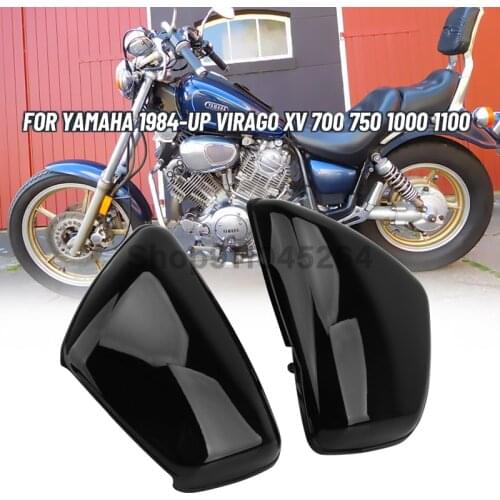 Black Motorcycle Left Right Battery Side Fairing Cover Protection Guard Accessorie For Yamaha XV700 750 1000 1100 Virago 1984-Up