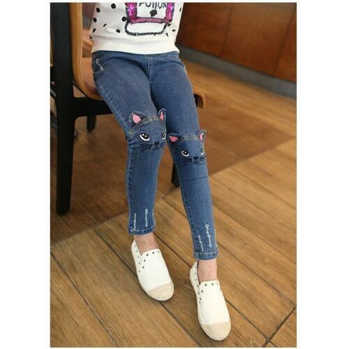 Children Girls Jeans 2019 Warmed Fashion Elastic Waist Pants Kids Skinny Jeans for Girls Trousers Kids Clothes Hot
