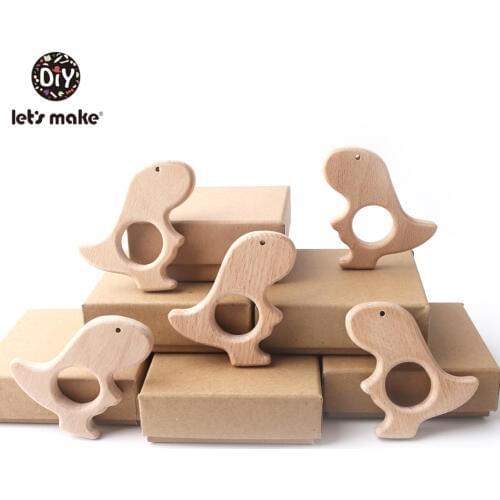 Lets Make Car Seat Toy 10PC Baby Wooden Teether Toys Dinosaur Baby Teething Toy Wood Teether Baby Teether For Pacifier Chain
