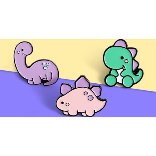 Cute Tyrannosaurus Rex tanystropheus Dinosaur Brooches Enamel Pin for Women Men Creative Animal Pins Accessories Jewelry