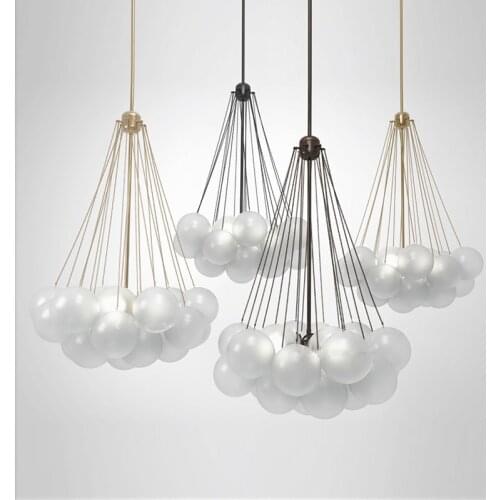 Artpad Europe Glass Chandelier Restaurant Cafe Decoration Designer Creative Suspension Light Fixtures E27 Black Gold AC90-260V