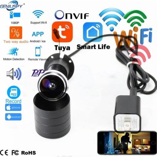 ICSEE Door Eye Hole Security 1080P 1.78mm Lens Wide Angle FishEye CCTV Network Mini Peephole Camera WifI IP P2P TF Card Onvif