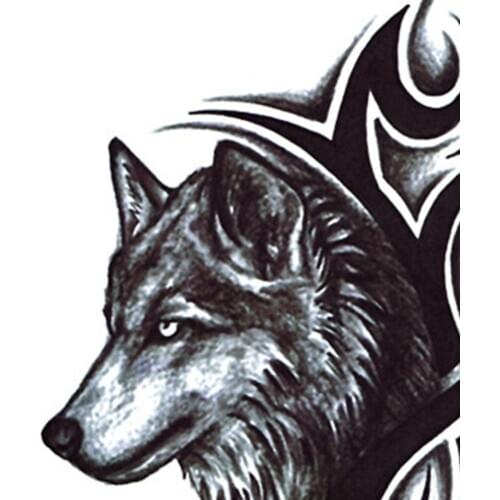 Fashion men Fake Tattoo Sticker Wolf King Waterproof Sweat-proof Large Tattoo Sticker Temporary Body Art Decal