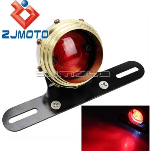 Motorcycle LED Stop Tail Light LED Brake Lights Brass Lamp For Harley Cruiser Bobber Cafe Racer