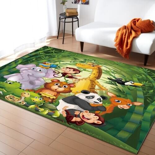 Cartoon Animal Bamboo Panda Elephant Giraffe Carpets for Bedroom Home Decor Carpets Kawaii Rugs and Carpets for Home Living Room