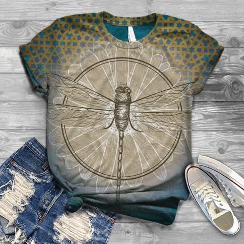 2021 mens and womens casual summer fashion 3D dragonfly print T-shirt comfortable outdoor street shirt childrens T-shirt