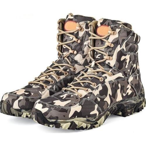 Men outdoor hunting hiking antiskid waterproof thermal ankle shoe winter autumn desert mountain tactical leopard camouflage boot