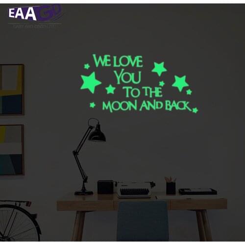 We Love You Wall Sticker Glow In The Dark Luminous Fluorescent Baby Wall Stickers Home Decor Decals