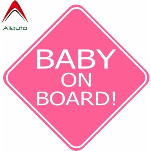 Aliauto Caution Mark Car Sticker Glossy Light Pink Baby on Board Decoration Reflective Suncreen Vinyl Decal for Lada,13cm*13cm