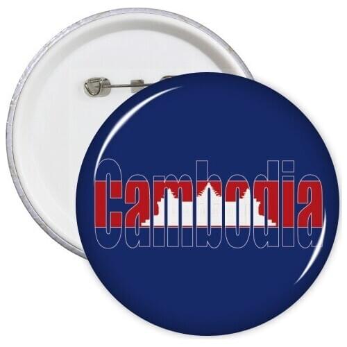 Cambodia Country Flag Name Round Pins Badge Button Clothing Decoration 5pcs Gift