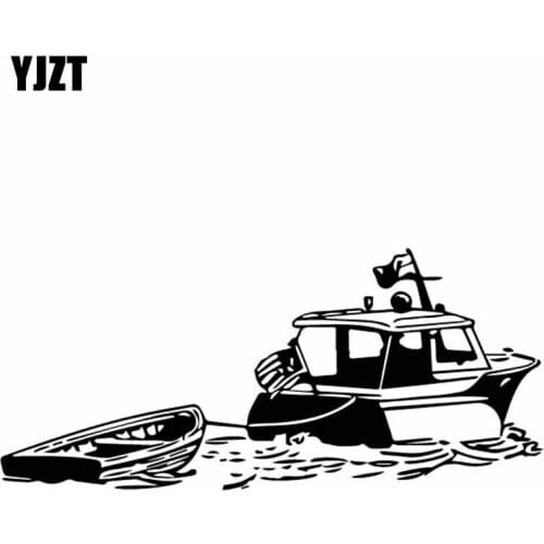 YJZT 18.8CM*8.4CM Scene Ship River Wave Rope Boat Sail Connect Vinly Decal Car Sticker Nice Black/Silver C27-0482