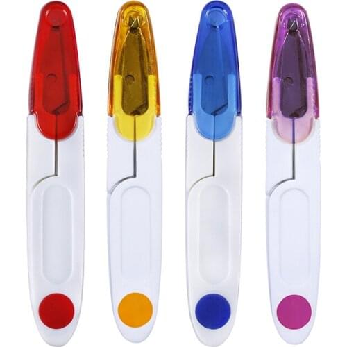 LMDZ Plastic Handle Safety Wear Cover Sewing Scissors Thread Cutter Cross-stitch U Shape Embroidery Scissors Tools for Sewing