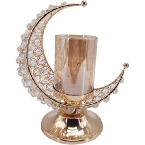 Ramadan Candlestick Moon Shaped Candle Stand Holder for Eid Mubarak Candlestand Home Decoration
