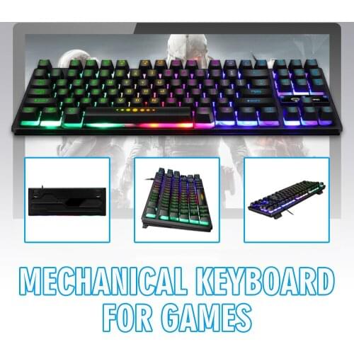 USB Wired 87 Key Mechanical Gaming Keyboard RGB Seven - Color Backlight Notebook Keyboards For PC Laptop