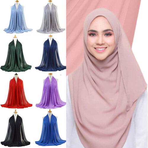 Women Fashion Plain Chiffon Scarf Size 180*75cm Wrap Printe Solid Color Shawls Headband Muslim Scarves/scarf Hijabs Headscarf