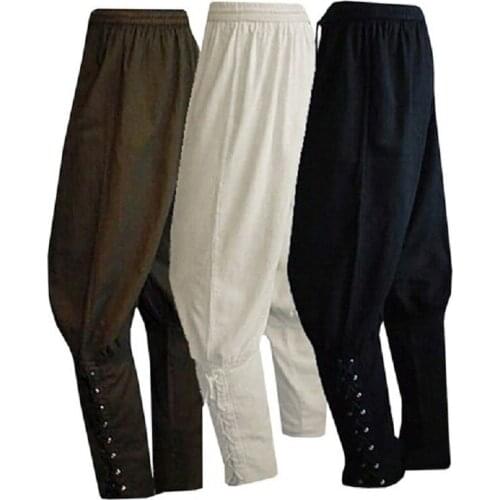 Adult Men Medieval Renaissance Lounge Loose Pants Viking Black Navigator Leg Bandage Trouser Pirate Horsemanc Cosplay Costume