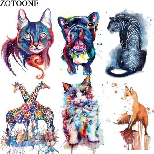ZOTOONE Ironing Transfers Patches Heat Press Stickers for Families Lovely Fox Dog Animal Patch DIY Appliques for Parent-childs E